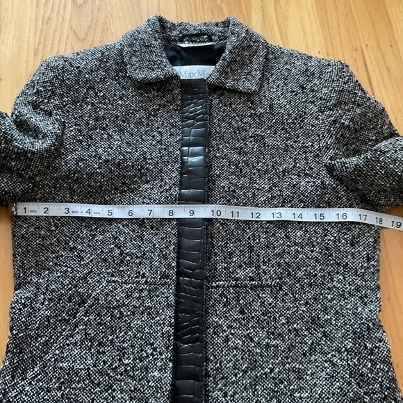 MaxMara Tweed Leather Trim Wool Jacket Size 4 - Picture 12 of 16